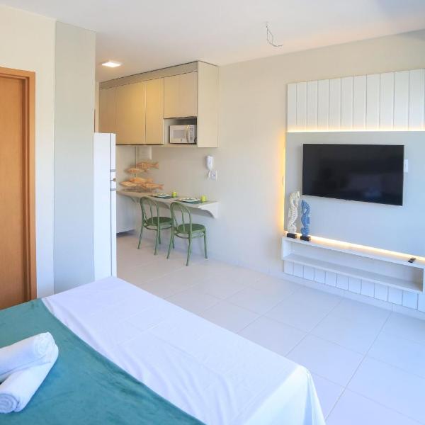 Flat LIPE MURO ALTO lindo e equipado a poucos metros da praia localizado em condomínio clube completo perfeito para a família - Foto 2