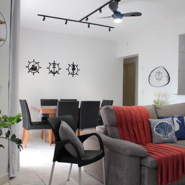2 Quartos com Varanda sendo 1 Suíte, Cozinha completa, Vista Mar - Condomínio Frente Mar, Lazer completo com Piscina coberta e aquecida, Estacionamento, Portaria 24h - Apto indicado para Grupos, Famílias e Hóspedes a Trabalho, Praia da Guilhermina - Foto 3
