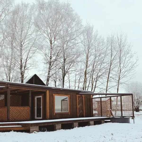 Cozy cabin with hot tub or sauna，位于Ikšķile的酒店