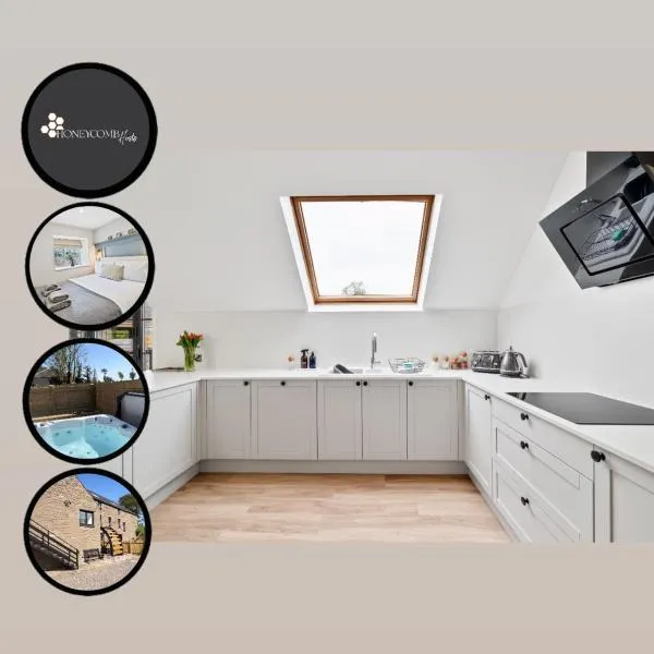 CORN FLOUR LODGE at PITKERRO MILL with HOT TUB 3 double bedrooms with TVs, 1 en-suite, 2 further bathrooms, fully equipped kitchen, large family dining area, FREE parking, WiFi, private garden, short, mid,longterm stays available with HONEYCOMB HOSTS, hotel din Dundee