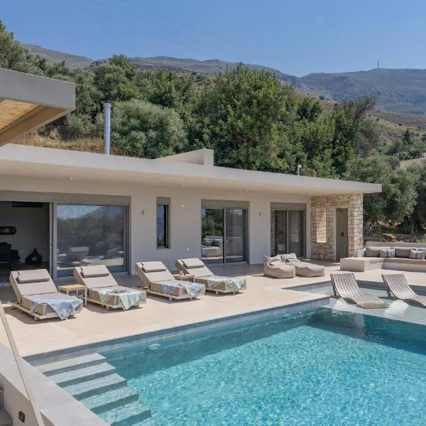 Villa Skali, panoramic seaview, private pool, hotel in Marioú