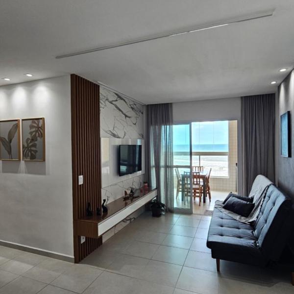Apartamento em Mongaguá, Pé na Areia, Vista Belíssima!