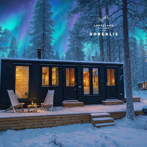 Lapland Landscape Cabin with Nature View, Sauna, Fireplace & Kitchen, Ylläs, Äkäslompolo, Borealis Village, hotel in Äkäslompolo