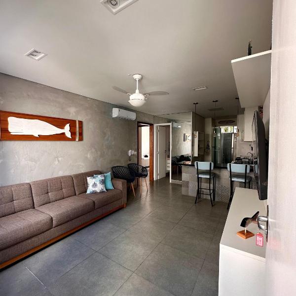 3E-Apartamento 2 Suítes com Ar Condicionado, 2 banheiros, Lavabo, Internet, 1 garagem - Beira Mar- Praia do Tombo - Guarujá - Foto 4
