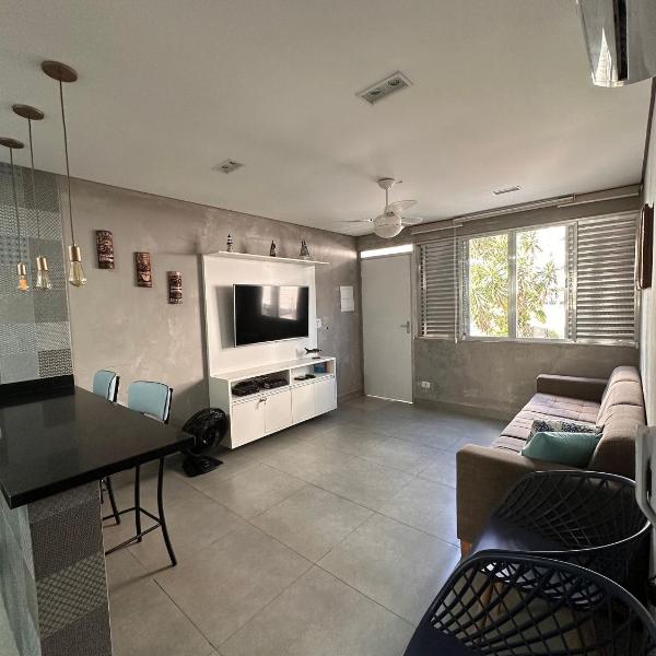 3E-Apartamento 2 Suítes com Ar Condicionado, 2 banheiros, Lavabo, Internet, 1 garagem - Beira Mar- Praia do Tombo - Guarujá - Foto 5