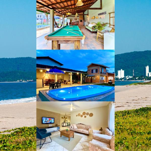Casa Completa com Piscina Churrasqueira Sinuca Wi-Fi e Garagem para 3 Carros a 500m da Praia Acomoda 12 Pessoas, 5 Quartos e Ar Condicionado