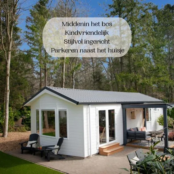 StayatSas Sam, middenin het bos, kindvriendelijk, stijlvol ingericht, parkeren naast het huisje,veel privacy, ruime tuin, hotel in Epe