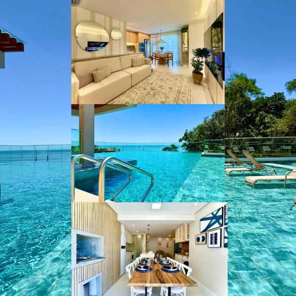 Apartamento em Condomínio Frente-Mar com Piscinas, Jacuzzi Aquecida, Sauna, Academia, Brinquedoteca, Churrasqueira na Sacada, Cozinha Completa e Lazer de Home Club