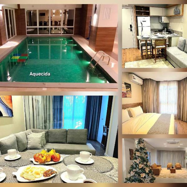 Flat Premium com Lareira e Piscina aquecida