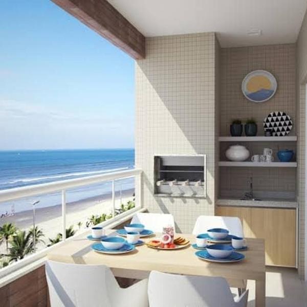 Aconchego do Caiçara Frente Mar Vista Mar Pé na Areia Wi-Fi Varanda Gourmet Cozinha Completa 2 Banheiros 1 Vaga Garagem Apto Novo Perto Feirinha do Caiçara