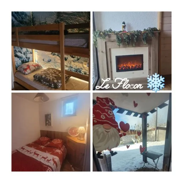 Le Flocon, Joli Cocon 4 pers avec Cheminée, LES ROUSSES, Draps inclus & Parking gratuit，位于莱鲁斯的酒店