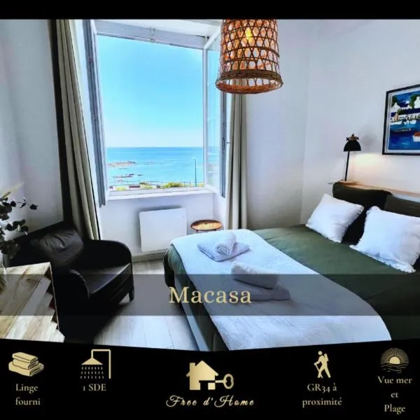 Macasa, vue mer, cosy, parking privé, GR34 2 personnes, hotel a Clohars-Carnoët