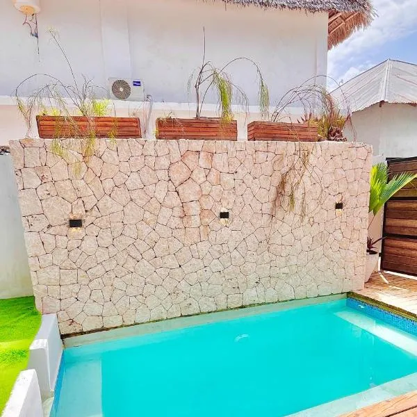 Stunning Private 8 sleeper Villa with private plunge Pool, Wi-Fi, AC TV 90m Paje Beach Zanzibar, hotel i Paje