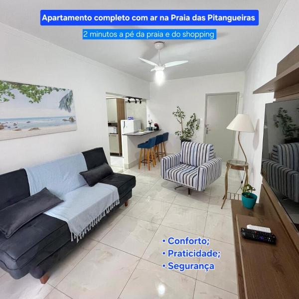 Apartamento com Ar-Condicionado a 150 m da Praia das Pitangueiras, Guarujá