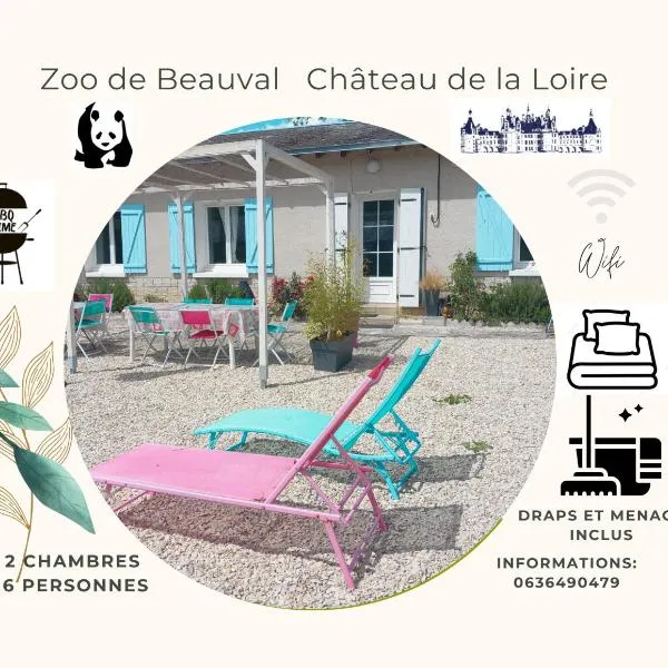 Gîte du Canal de Berry II Beauval 6 personnes, hotel in Selles-sur-Cher