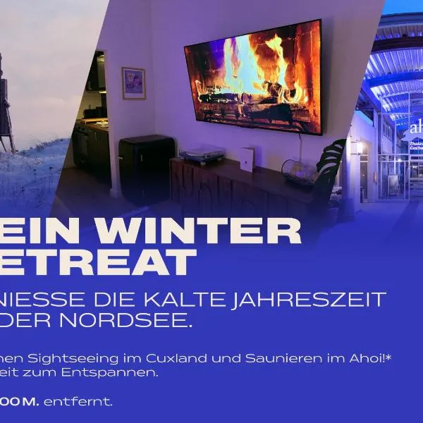 CuxHeaven - modernes Studio-Apartment direkt am Meer mit 65 Zoll TV und Tiefgarage in Duhnen, hotel em Cuxhaven