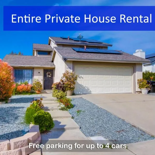 Entire Private Home with 4 Bedrooms - 3 Bathrooms, Big Yard, Garage, King Bed, Crib, Available Now, отель в Сан-Диего