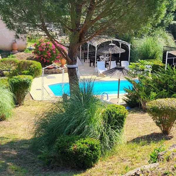15mn de Cannes, Villa la Soleiade , Gite ,Lodge , type T2, clim, piscine, parking au Lac de Saint-Cassien VAR, hotel en Montauroux