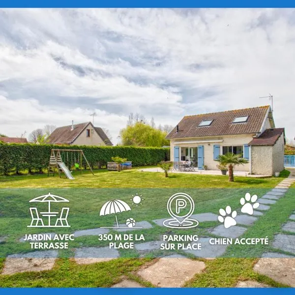 L'effet mer Maison rénovée lumineuse tout confort belle terrasse grand jardin clos sans vis à vis parking jeux pour enfants 5 mn à pied de la plage d'Asnelles et centre bourg - proche Bayeux au coeur des plages du débarquement، فندق في أسنل