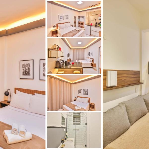 Studio compacto em Copacabana, reformado, com WiFi, Ar split, mini cozinha, a 250m da praia e 350m do metrô!