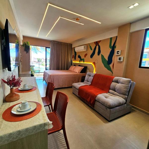 Pé na areia em frente às piscinas naturais de Carneiros com varanda, piscina borda infinita, cama queen, cozinha, Wi-Fi, estacionamento e recepção 24h - Foto 3