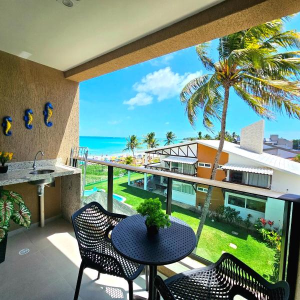Pé na areia em frente às piscinas naturais de Carneiros com varanda, piscina borda infinita, cama queen, cozinha, Wi-Fi, estacionamento e recepção 24h - Foto 4