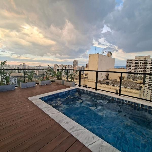 Estúdio com lazer completo no rooftop, PISCINA ao ar Livre