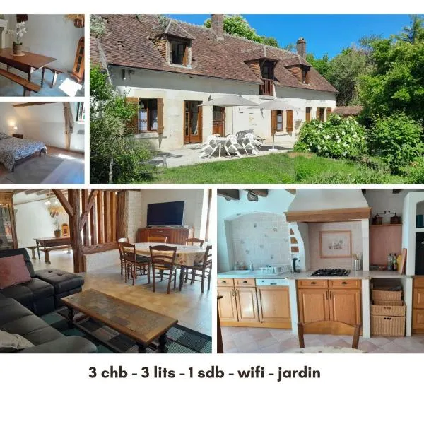Ravissante longère avec grand jardin et cheminée, hotel en Pellevoisin