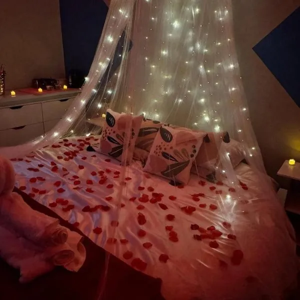 Chambre avec lit rond insolite proche gare TGV, hotel sa Lamballe Armor