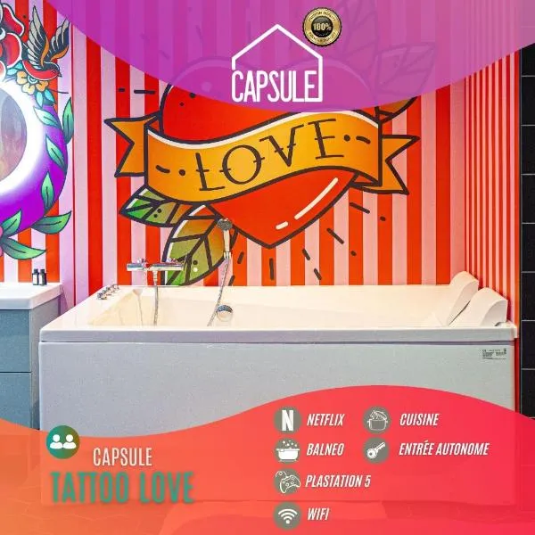 Capsule Tattoo Love - Balnéo - Playstation 5 - écran géant, hótel í Douai