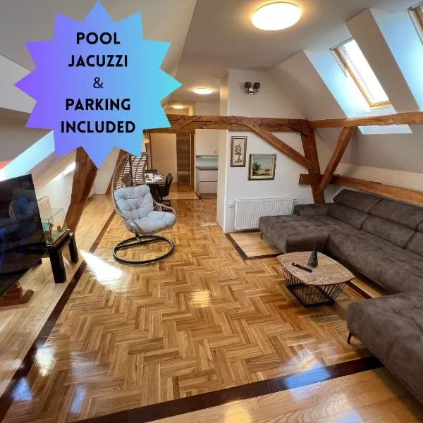 La Luna Rustic Deluxe Apartment with Pool & Jacuzzi, Bikes and Covered Parking, hotel a Našice