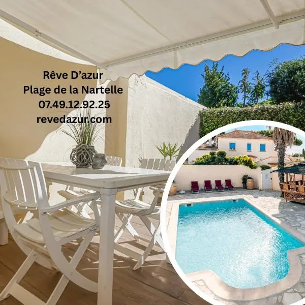 Rêve D'azur plage de la Nartelle, Mazet 35m2, parking, Piscine partagée, Terrasse BBQ & draps inclus, hotel em Sainte-Maxime