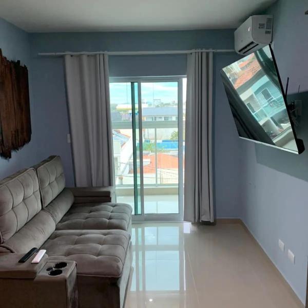 Apê pé na areia com vista do mar e Churrasqueira