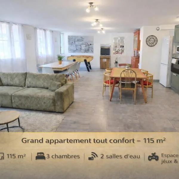 L'arcade Grand appart 10 pers-400m du sanctuaire 3 chambres 2 SDB arcade baby foot, viešbutis Lurde