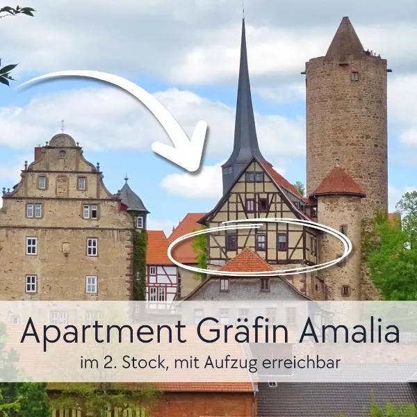 Amalias Burgwohnung - stilvolles Apartment mit Aufzug & Garten in der Hinterburg Schlitz - 2 Schlafzimmer, Parkplatz, Historisches Flair für Paare & Ruhesuchende, hotel a Schlitz
