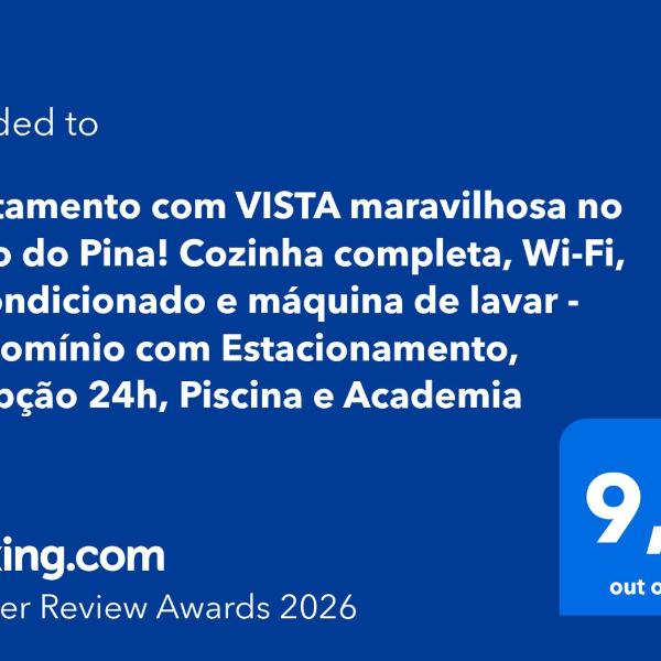 Apartamento com VISTA maravilhosa no bairro do Pina! Cozinha completa, Wi-Fi, Ar Condicionado e máquina de lavar - Condomínio com Estacionamento, Recepção 24h, Piscina e Academia - Foto 2