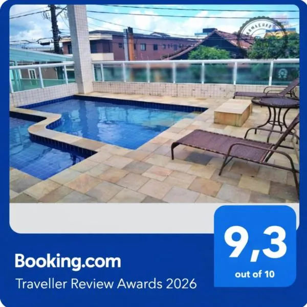 Apartamento Com Piscina e Sacada Gourmet- Aviação#, hotel in Praia Grande