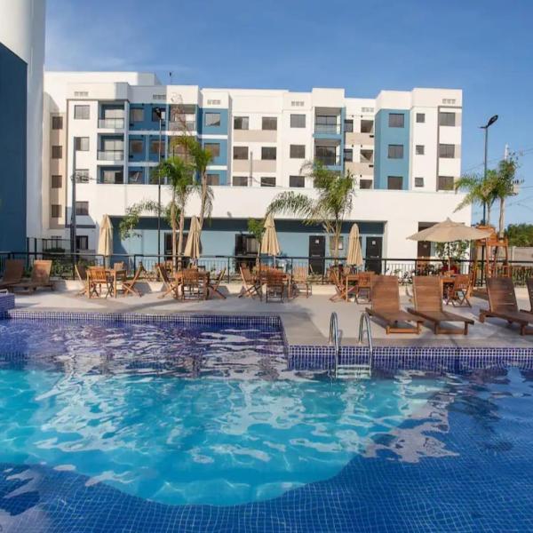 Apto Completo, Piscina, 3 minutos da Praia