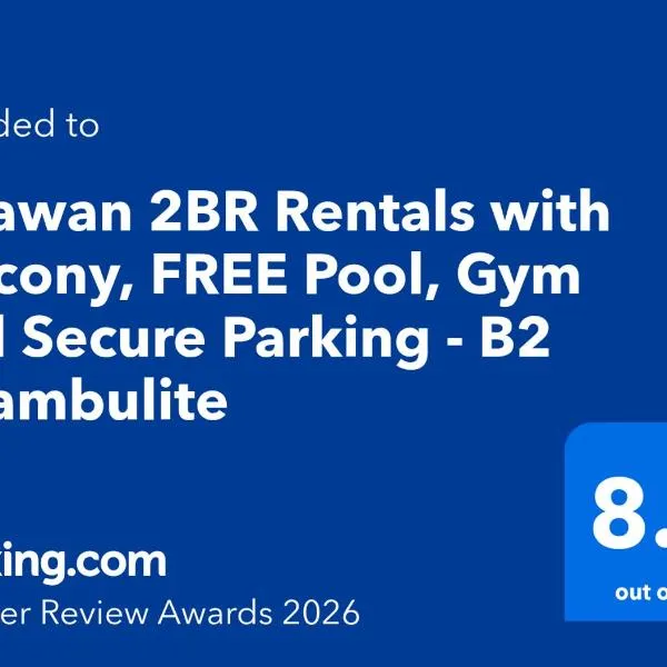 Palawan 2BR Rentals with Balcony, FREE Pool, Gym and Secure Parking - B2 5Nambulite, Hotel in Puerto Princesa