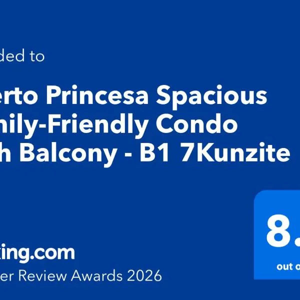Puerto Princesa Spacious Family-Friendly Condo with Balcony - B1 7Kunzite, Hotel in Puerto Princesa
