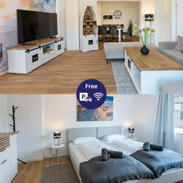 Captain's Nest - Stilvoll und modern, zentral in Hafennähe, inkl 2 Parkmöglichkeiten, 4 Schlafbereiche, 2 WCs, Arbeitsplatz, kleiner Balkon – hotel w mieście Bremerhaven