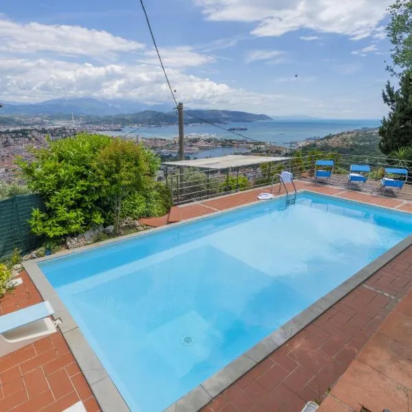 Villa le palme-Pool, garden, terrace & sea view, hotel La Speziában