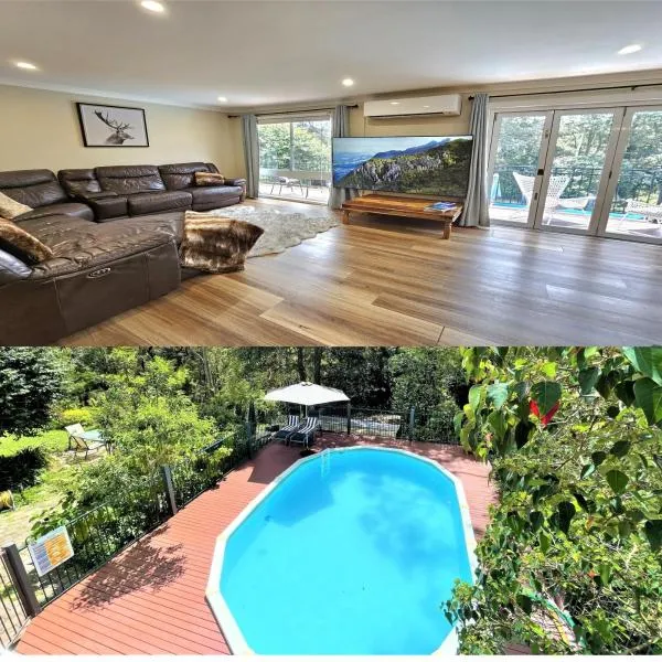 Luxury Mountain Retreat with Gym, Heated Private Pool & Bush Views, hótel í Springwood