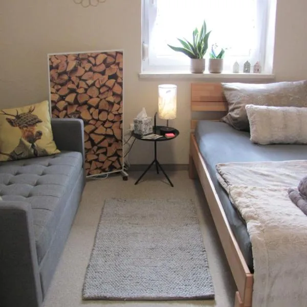 #2 Komfortables großzügiges Gästezimmer mit 2 Betten Gemeinschaftsbad W-Lan Airport nah Late Night Check in Haus Nr 9,5, hotel a Trunkelsberg