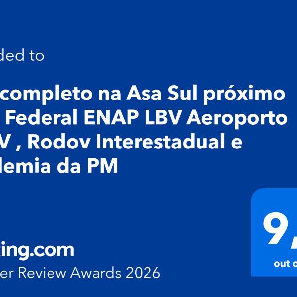 Loft completo na Asa Sul próximo da P Federal ENAP LBV Aeroporto CASV , Rodov Interestadual e parque da cidade