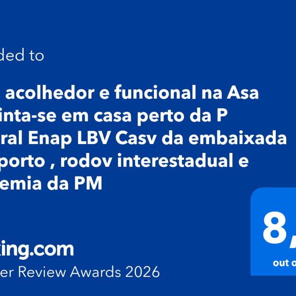 Apto acolhedor e funcional na Asa Sul sinta-se em casa perto da P Federal Enap LBV Casv da embaixada aeroporto , rodov interestadual e academia da PM