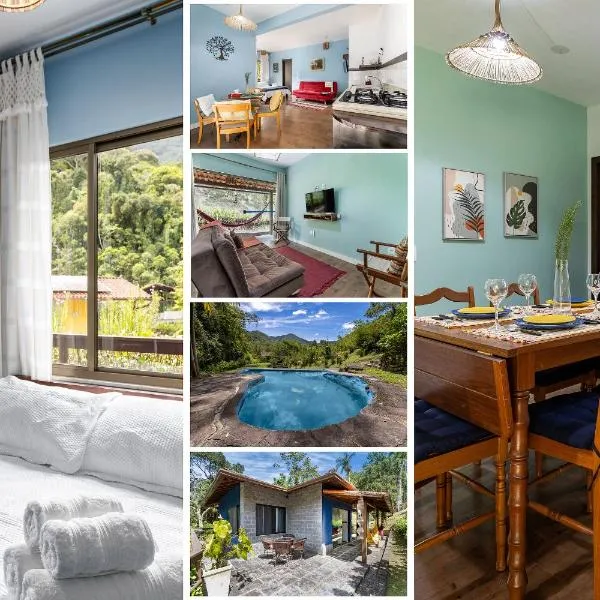 Casas Geminadas 1 ou 2 QT com ducha relaxante cercada pela Mata Atlântica com wifi por satélite de alta velocidade água de fonte natural, hotell i Teresópolis