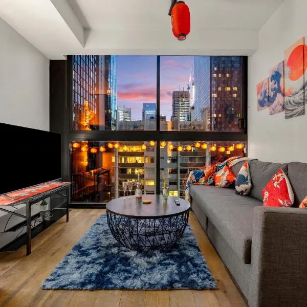 2BR Tokyo Pop Apartment CBD Skyline Views, hotel en Melbourne