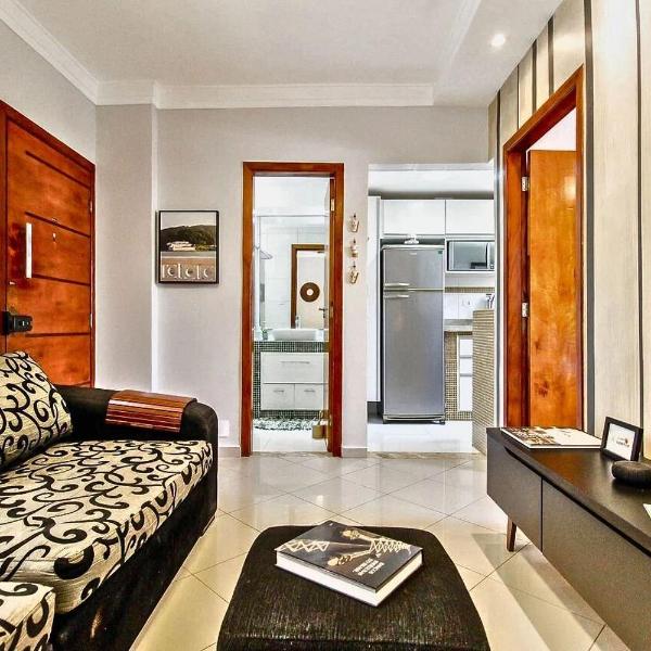 Apê à 4 min. a pé da Praia de Santos e do Shopping Praiamar + Vaga e Ar - Da Capital ao Litoral