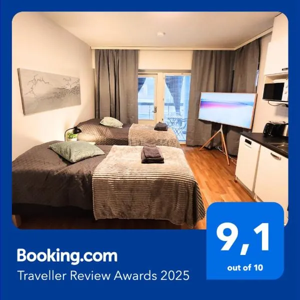 Viihtyisä korkealuokkainen, tilava ja parvekkeellinen yksiö Logomolla 1-2hlö, hotel v destinaci Turku